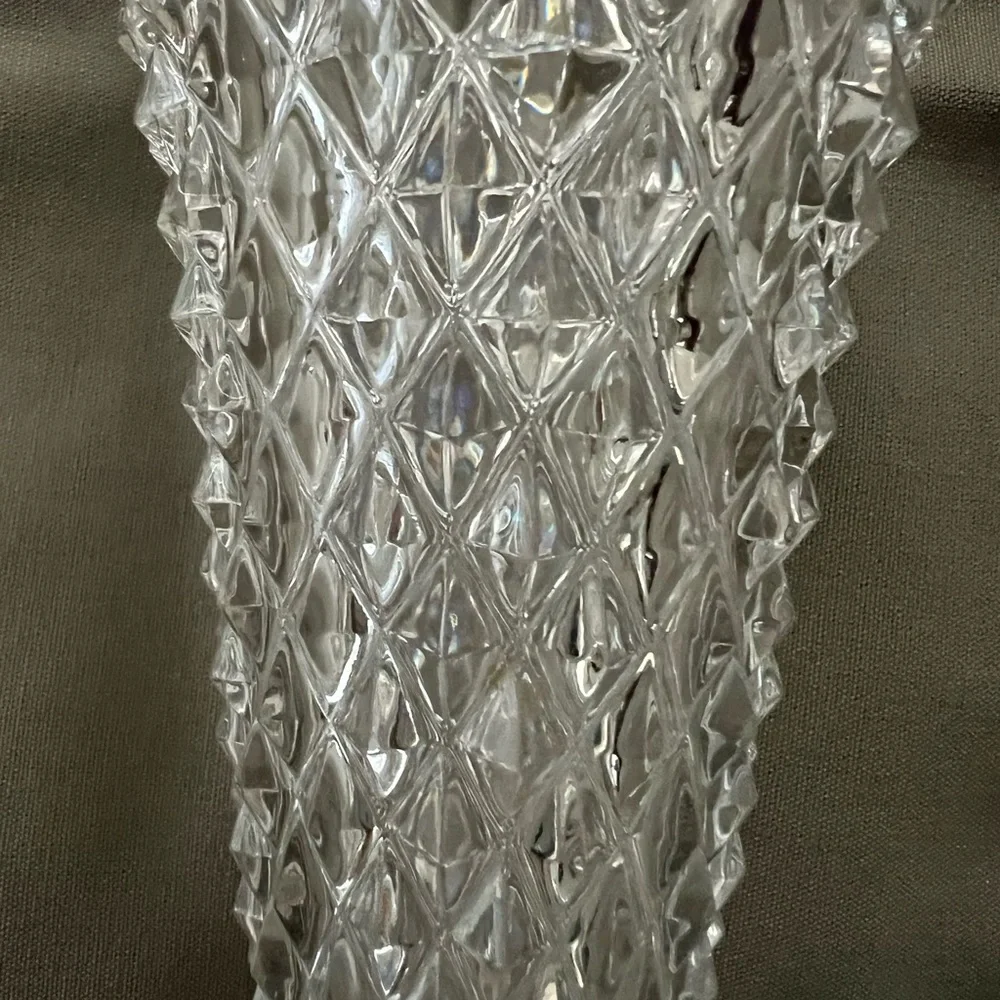 Princess House Lead Crystal Diamond Cut Trumpet Vase 8”